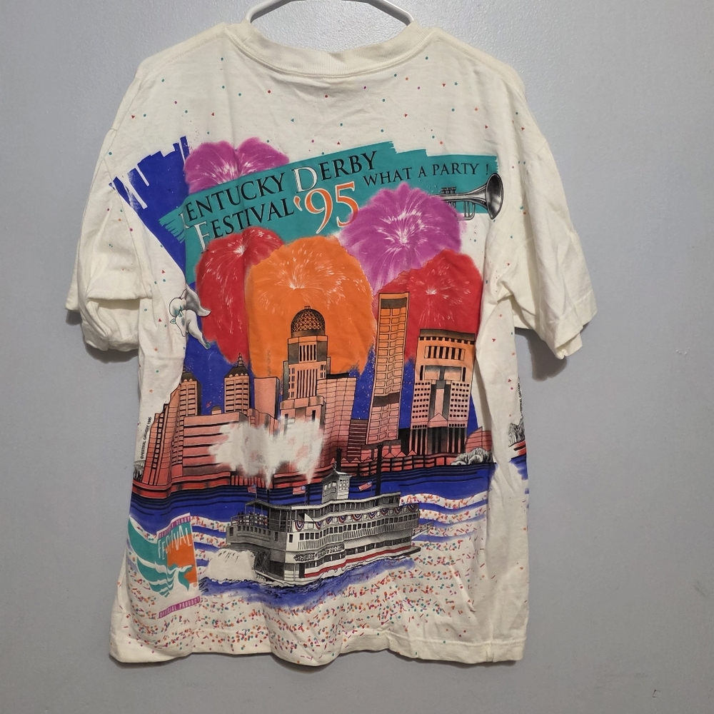 Vintage 1995 Kentucky Derby Festival Graphic Tee Mens Large - Picture 3 of 3